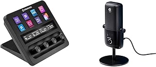 USB Audio Mix Bundle - Audio Mixer, Studio Controller, USB Condenser Microphone for Podcasting, Streaming, Gaming, Content Creators, Customizable Touch Strip, dials and LCD Keys, PC/Mac