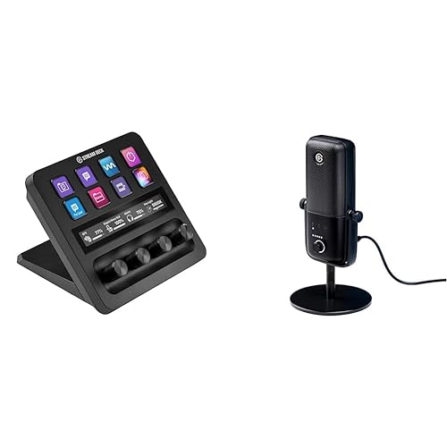 Elgato USB Audio Mix Bundle - Audio Mixer, Studio Controller, USB Condenser Microphone for Podcasting, Streaming, Gaming, Content Creators, Customizable Touch Strip, dials and LCD Keys, PC/Mac - Audio Mixing (USB Mic) - Controller + Condenser Microphone