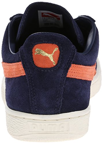 Image of PUMA Men's Suede Classic + Sneaker, Peacoat /Nasturtium /Whisper White, 10 M US