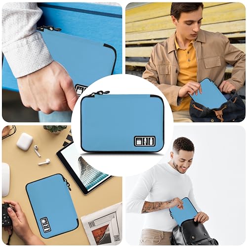 Image of Electronics Organizer,Travel Cord Organizer Pouch,Cable Organizer Bags | Travel Electronic Accessories Storage Case for Cables, Cords, Charger, Phone (Blue)