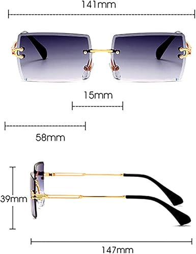 Miniatura 4 de Rimless Rectangle Sunglasses for Women Square Fashion Frameless Small Vintage Buffs Glasses for Men shades