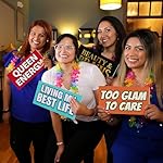 24 Designs Fun Photo Booth Props Fun Photo Booth Sign Decorations Double Sided 11x5.5 Inch Funny Props for Photoshoot DIY Water Proof Selfie Signs PVC Multi Color Printing for Party Supplies - Image 4