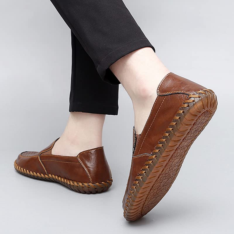 Mens Casual Shoes Loafers for Men Leather Men's Driving Dress Boat Man Brown Khaki Black Size Fashion Handmade4