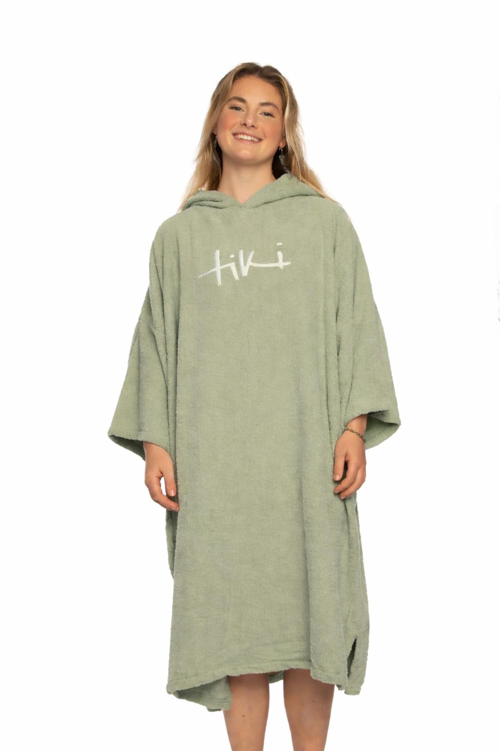 Tiki Sage Adult Hooded Towel Changing Robe, Cotton Towelling Surf Poncho For Beach, Swimming, Surfing And Outdoor Changing