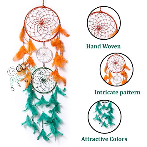 Image of Handmade Dream Catchers Wall Hangings for Home Decor Kids Room Bedroom Livingroom Balcony Feathers Dreamcatcher Wall Decorations Gift Items(Pack of 1, 18LX87Hcm, Tiranga)