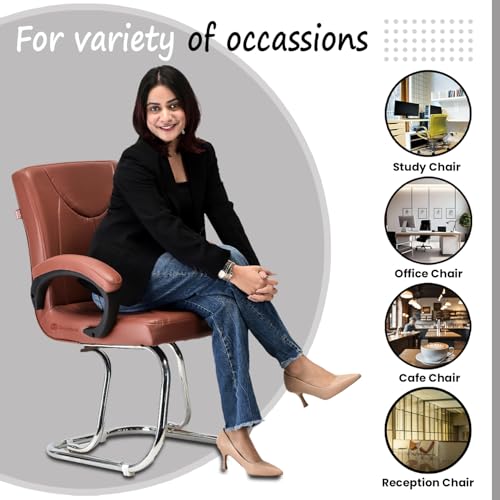 Image of Relaxation Chair Made up of Strong and Durable Frame Home Chair Modern Design for Comfort Seating (1, Brown, Double Pipe Chrome Frame)