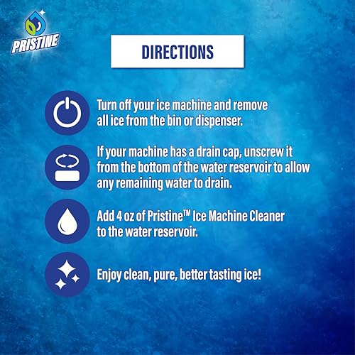 Pristine Ice Machine Cleaner and Descaler 32 fl oz 8 Uses - for all brands. Nickel-Safe Ice Maker Cleaner - Compatible with Whirlpool 4396808, Scotsman, Manitowoc, Hoshizaki, GE Opal Made in USA - Thumbnail 7