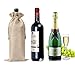 Qibote Burlap Wine Bags with Drawstrings, Wine Bags Gift - Single Reusable Bottle Bags Perfect for Travel, Wedding, Birthday, Housewarming and Dinner Party(Brown)