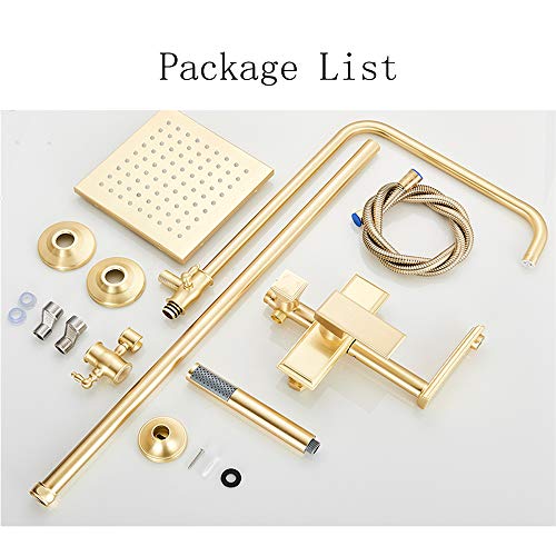Sistema de ducha de oro cepillado de pared con monomando y rociador de lluvia 8