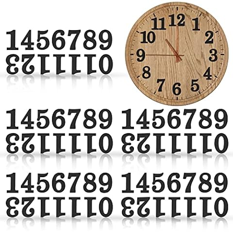 75 Stück Hölzerne Nummern in 5 Sets, Hölzerne Arabische Uhr Zahlen mit Klebstoff für Uhr DIY Dekoration (Schwarz) Cover