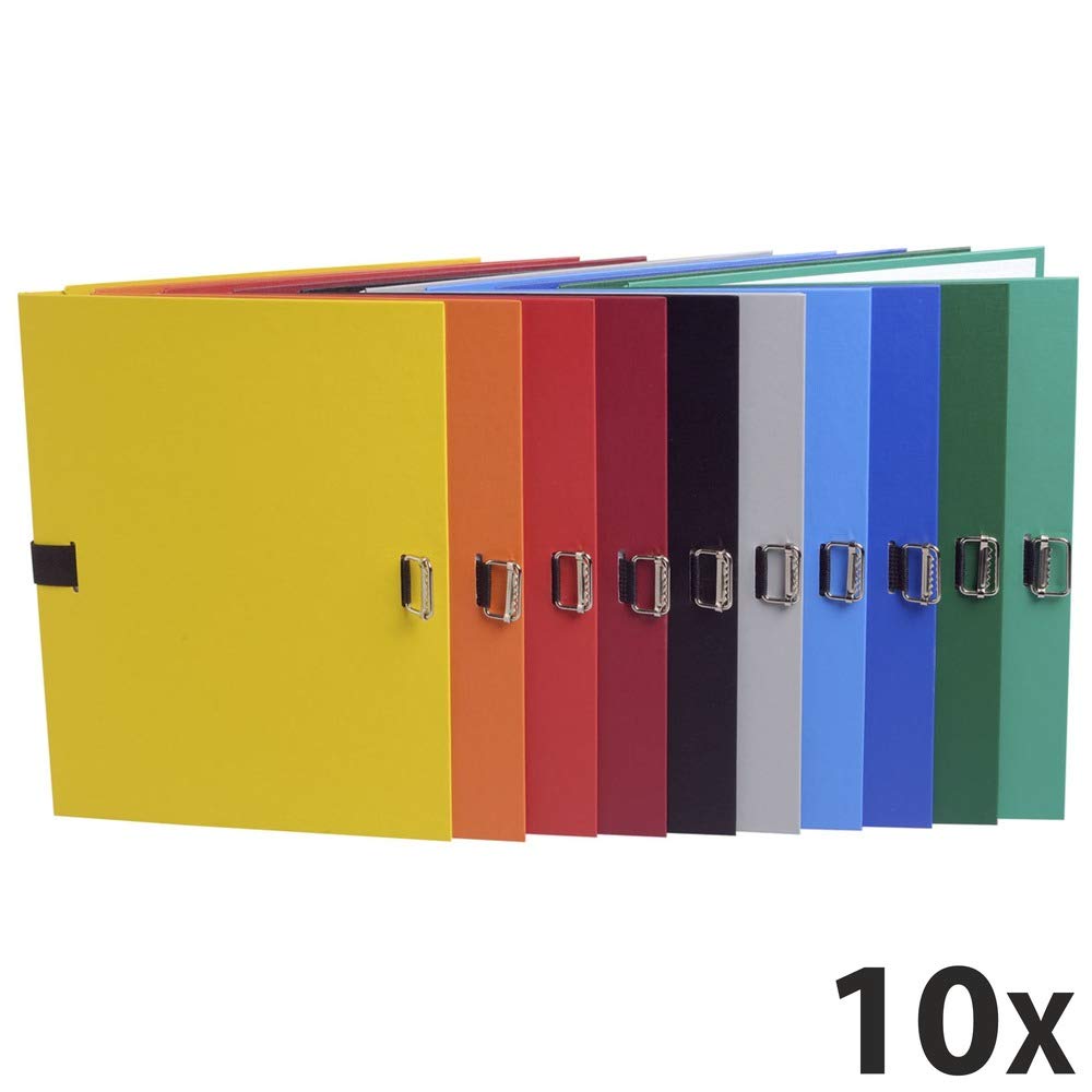 Exacompta 720E - Pack de 10 carpetas con goma con lomo extensible, multicolor