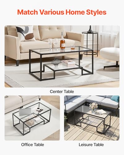 Table basse verre trempé 2 niveaux 100 cm VEVOR