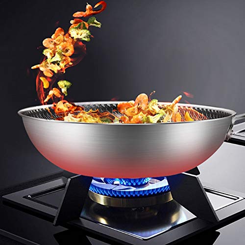 Wok de acero inoxidable 304 con textura panal y mango desmontable miniatura 6