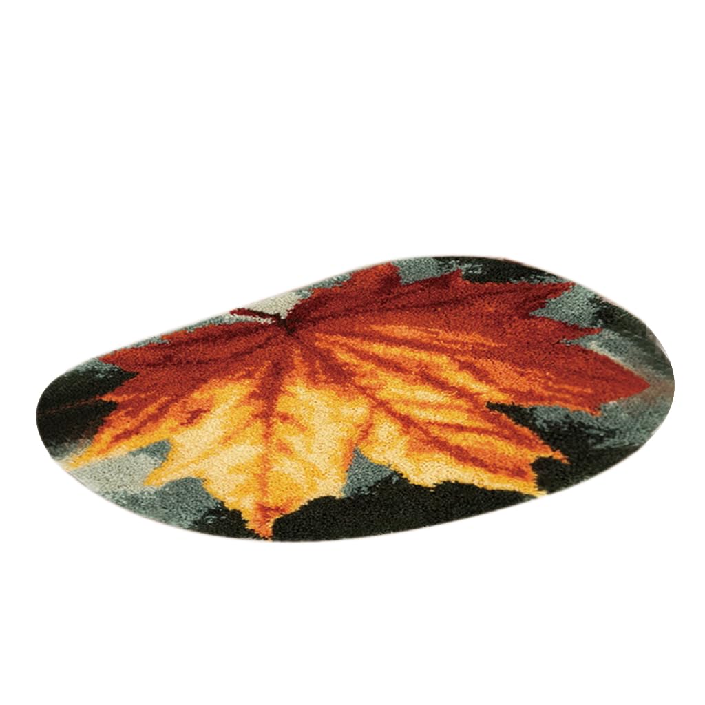 KBOLAE Funny Latch Hook Rug Kit Handmade Carpet Mat Crafts Maple Leaf