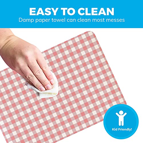 Vegan Leather Pvc Red Placemats Set Of 4 - Easy To Clean - Machine Washable, Heat Resistant, Non Slip, Stain Resistant - Kid Friendly Farmhouse Design Kitchen Table Place Mats - Indoor Or Outdoor Use #TOP1