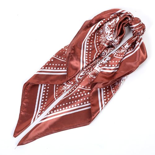 2 Pcs 33.46 Inches Vintage Satin Head Scarf Bandana for Women, Silk Hair Scarf Bandanas for Women Men Multipurpose Soft Square Scarves 6