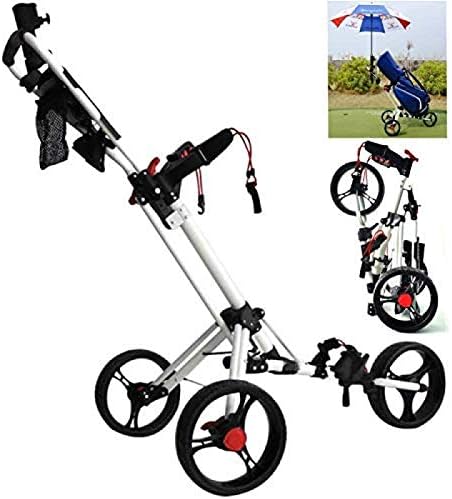 YAOJIA Golf carts Upgrade 3 Wheels Golf Trolley | One-Click Folding with Foot Brake Easy to Open and Close for Outdoor Sports Golf Push cart