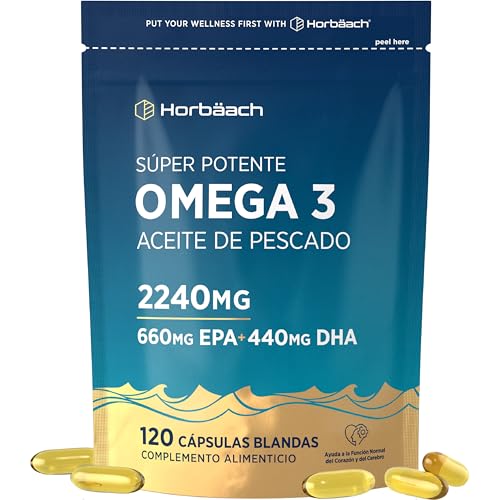 Omega 3 Cápsulas 2240mg | 660mg EPA + 440mg DHA | 120 Perlas de Aceite de Pescado | Puro | Horbaach