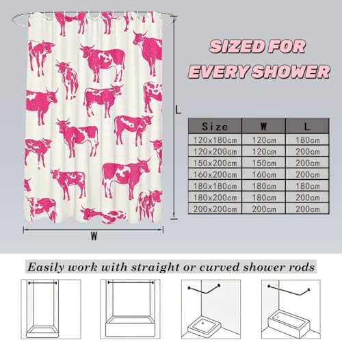 Rideau douche 120 x 200 cm vache imperméable en polyester lavable - 5