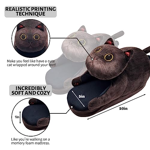 Funny Fuzzy Cat Slippers for Women - Fluffy House Shoes, Cute Animal Slippers for Indoor & Outdoor, Soft Non-Slip, Cat Gifts for Lovers, Christmas Gifts for Girls/Mom/Men2