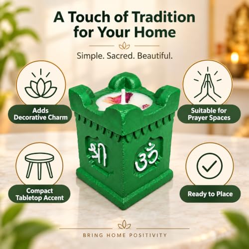 Image of Tulsi Pot Decorative Diya Holder Combo Set of 4, Square Om Design