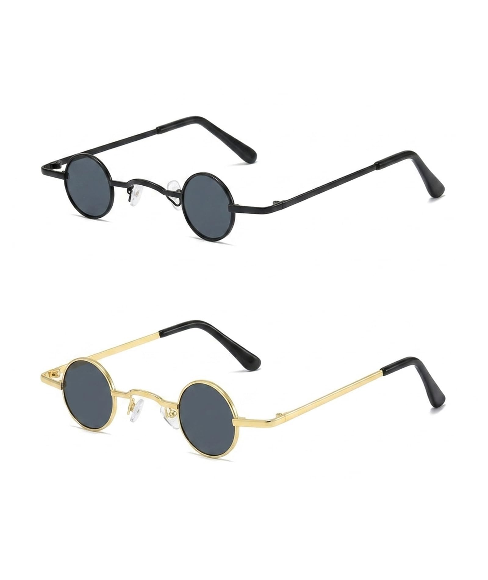 2PCS Retro Sunglasses for Men, Vintage Glasses with Two Pairs, Classic Round Hip Hop Style, Black Frame and Golden Frame Options, UV Protection Lenses for Outdoor Activities-picture-38