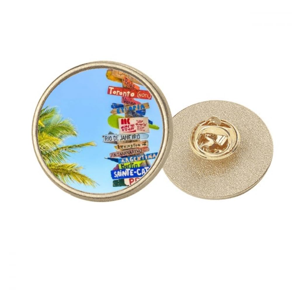 Broche ronde en métal doré nuage M Guidepost pour veste - 4