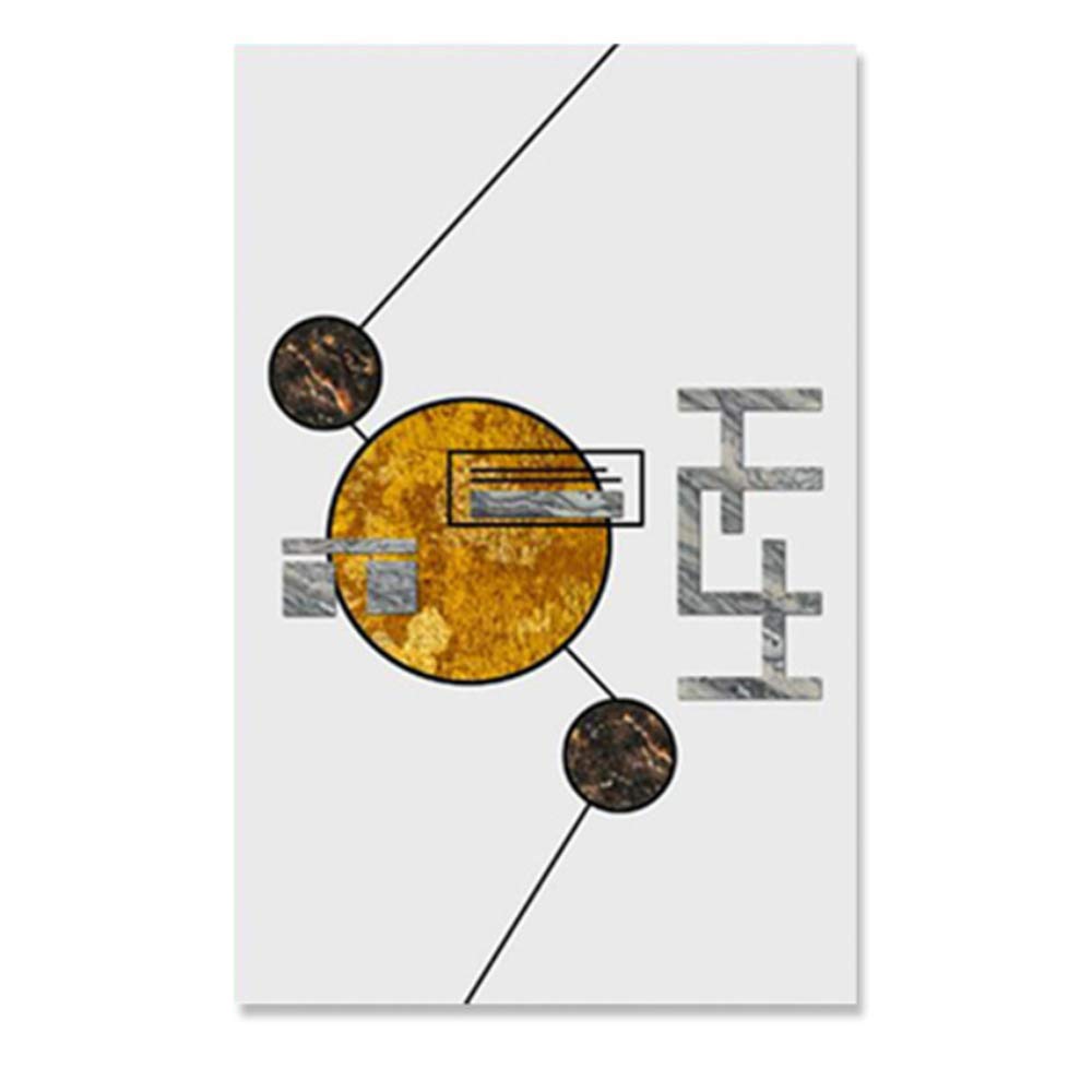 Imprimir lienzo pintura nórdica geometría moderna cartel lámina de oro abstracto pared arte imagen para sala marco decoración 50x70 cm x3 /19.7 "x 27.6" con marco