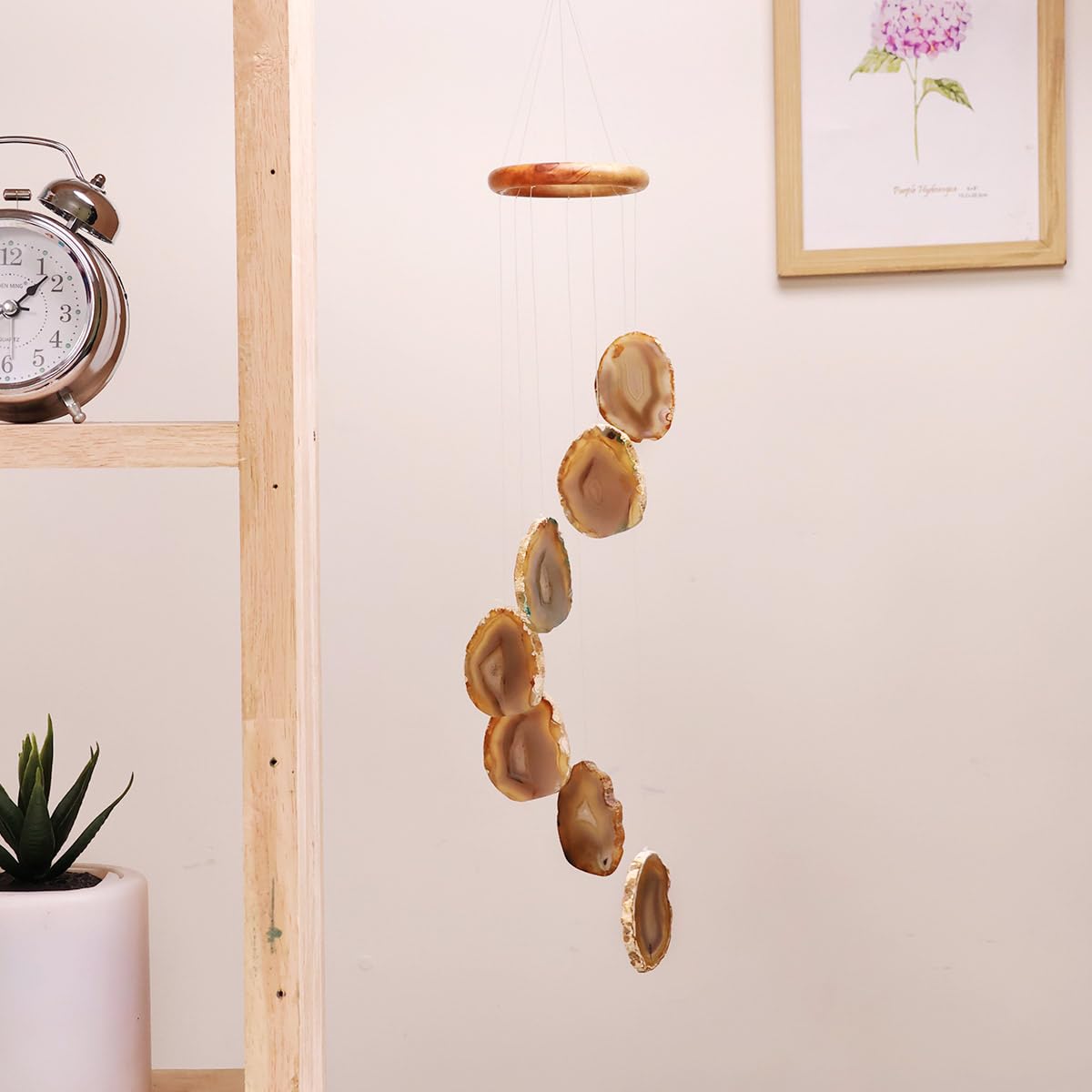 Brown Agate Crystal Wind Chime for Home Vastu | Unique Agate Stone Wind Chime for Window Hanging | Melodious Sound for Home Office Shop Décor-image-20