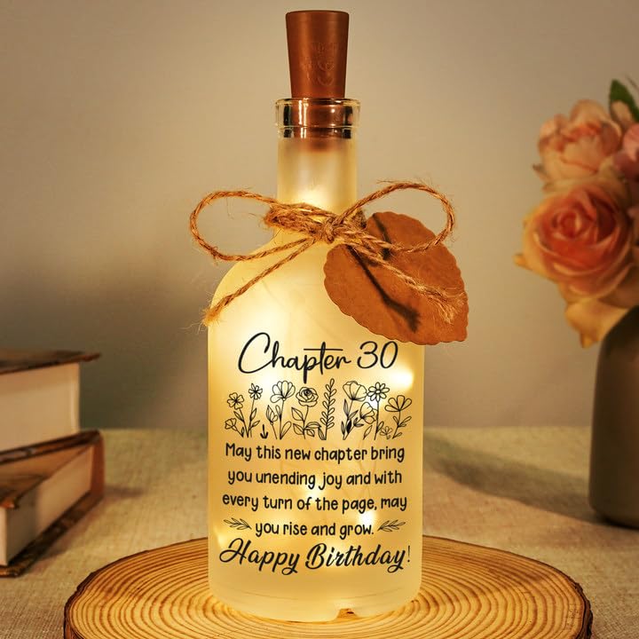 Sayregifty 30th Birthday Gifts for Women Men - Chapter 30 LED Bottle Decorative Light, 30th Birthday Gifts for Friend Sister Daughter Brother, 30 Years Old Gift for Her Him, 1996 Prensents — image 1