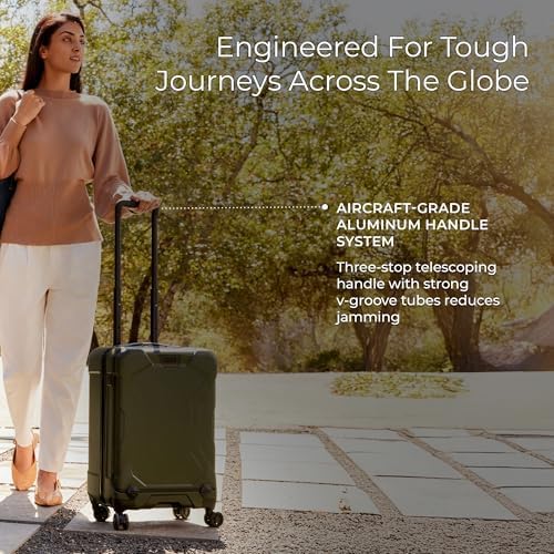 Image of Briggs & Riley 22 Inch Carry-On Luggage with Wheels - Small Rolling Hard Shell Heavy Duty Suitcase with Front Laptop Compartment - 360 Spinner Wheels - Torq Collection - Ocean