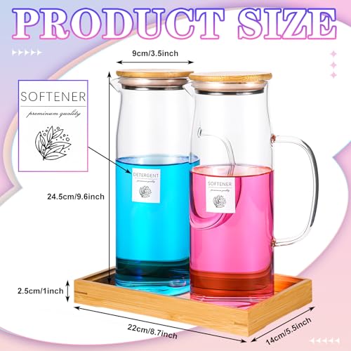 PYQTH Glass Laundry Detergent Dispenser Set with Bamboo Lids & Handles - 50 Oz Elegant Refillable Containers for Laundry Room Organization and Detergent Storage, Ideal for Powder & Liquid Detergent - Image 2