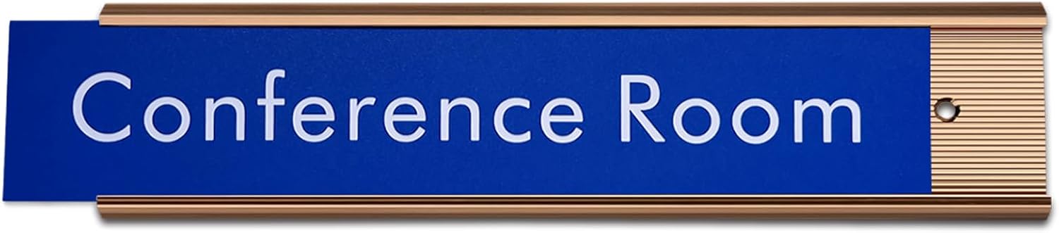 10 Pack 2” x 10” Aluminum Name Plate Holders for Door or Wall, Office Wall Mount Name Plate Holder with Textured Design and Double Sided Tape, for Office, Business, Meeting Room (Rose Gold)