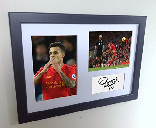 Signed Black Soccer Philippe Coutinho Liverpool Autographed Photo Photographed Picture Frame A4 12x8 Football Gift