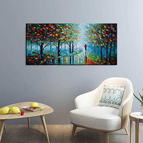 Yasheng Art -Contemporary Landscape Abstract Oil Painting On Canvas Textured Tree Painting Abstract Art Wall Paintings Handmade 3D Painting Home Office Decorations Canvas Wall Art Painting 24X48Inch #TOP4