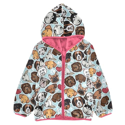 OTVEE Dog Breeds Heart Kids Hoodie Jacket Fall Spring Full Zip Warm Outwear Coat