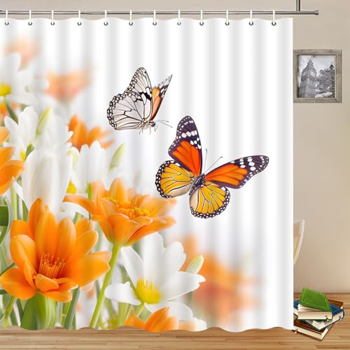 Save 41% on Orange White Floral Shower Curtain Set - Image 2