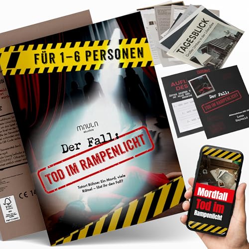 Krimispiel „Der Fall: Tod im Rampenlicht“ – Mordfall lösen & Beweise analysieren – Ermittlerspiel mit Dokumenten, Fotos & Hinweisen – Spannendes Escape & Crime Game ab 14 für Erwachsene & Jugendliche