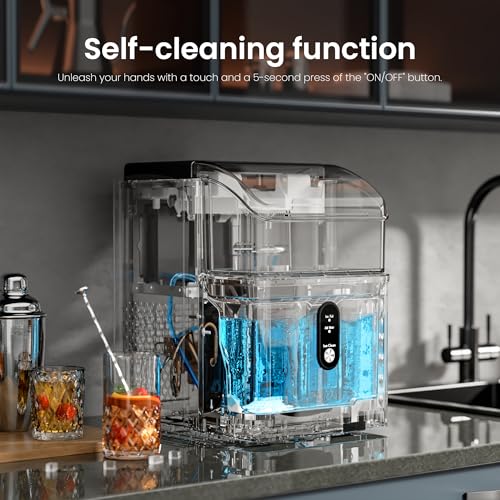 Image of Kismile Nugget Ice Makers Countertop,33Lbs /24H,Portable Countertop Machine with Chewable Ice,Self-Cleaning,One-Click Operation for Home /Office(Steel)