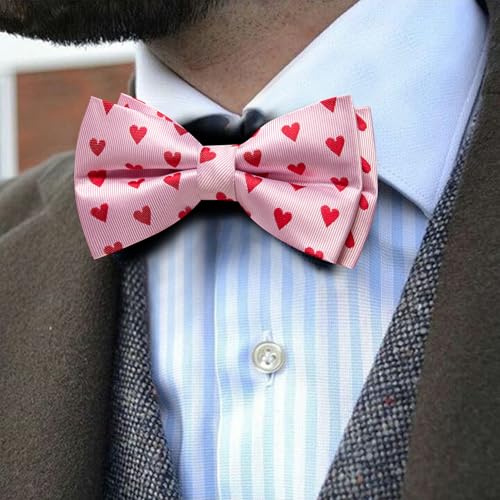 Image of Barry.Wang Paisley Striped Bow Tie for Men Silk Pre-Tied Bowtie Pocket Square Cufflinks Set Formal Wedding Party Prom