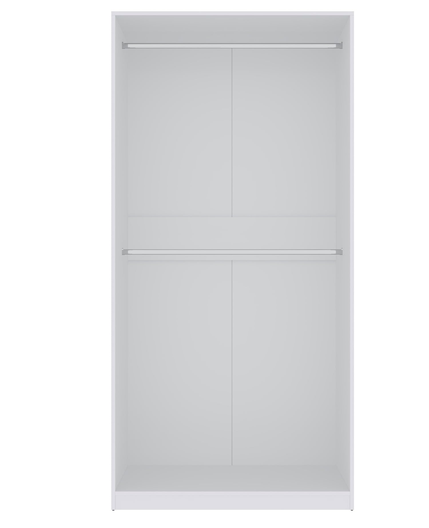 Marmex Kleiderschrank ohne Türen TRES 01B, Garderobenschrank mit Zwei Kleiderstangen, offener Kleiderschrank für Schlafzimmer, Ankleideräume, weiß (100x206x51 cm)