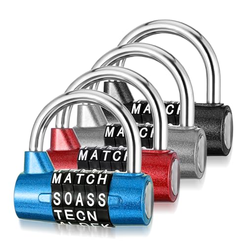 Image of 4 Pcs 5 Letter Combination Lock Heavy Duty Gym Locker 5 Digit Word Escape Room Locks Keyless Resettable Metal Lock for College Gym Toolbox Hasp Cabinet