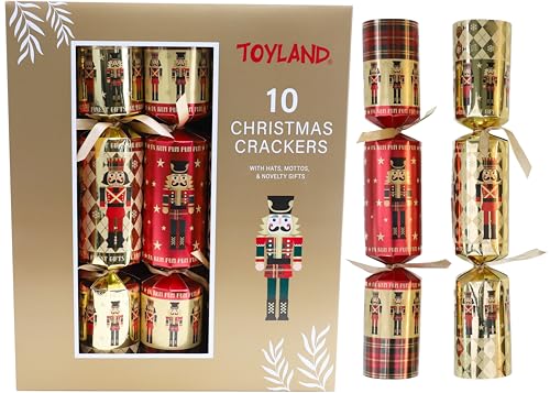 Toyland® Set of 10 Large Luxury Dinner Party Favours - Nutcracker and Tartan - Christmas Table Decoration - NO SNAP Crackers