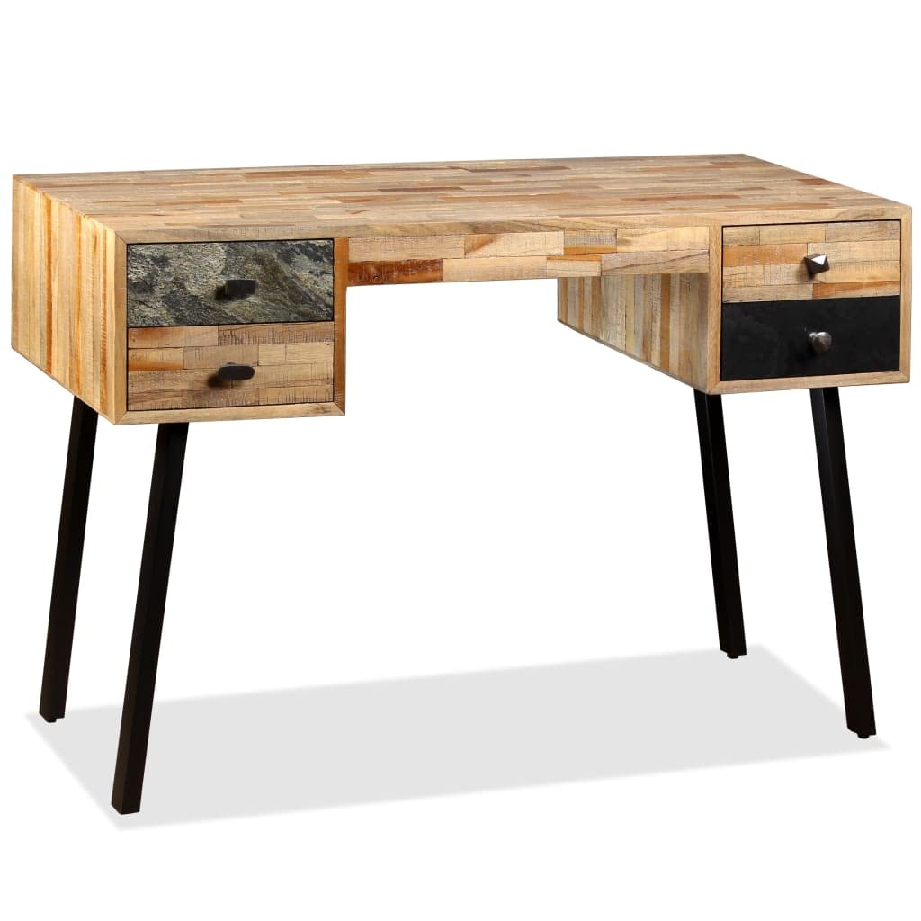 Tavolo Soggiorno Scrivania Salvaspazio Banco Da Lavoro Tavolo Consolle Scrivania in Legno Massello di Teak di Recupero 110x50x76 cm per Camera Da Letto Studio Soggiorno Sala Studio