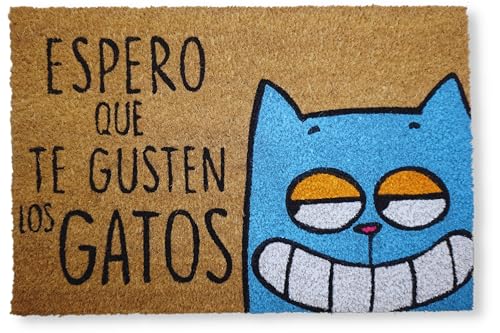 koko doormats Felpudo Entrada casa Originales - Fibra Coco y PVC, Felpudo Exterior ESPERO Que TE GUSTEN Gatos, 40x60 cm - Alfombras Puerta Entrada casa Exterior - Felpudos Originales y Divertidos
