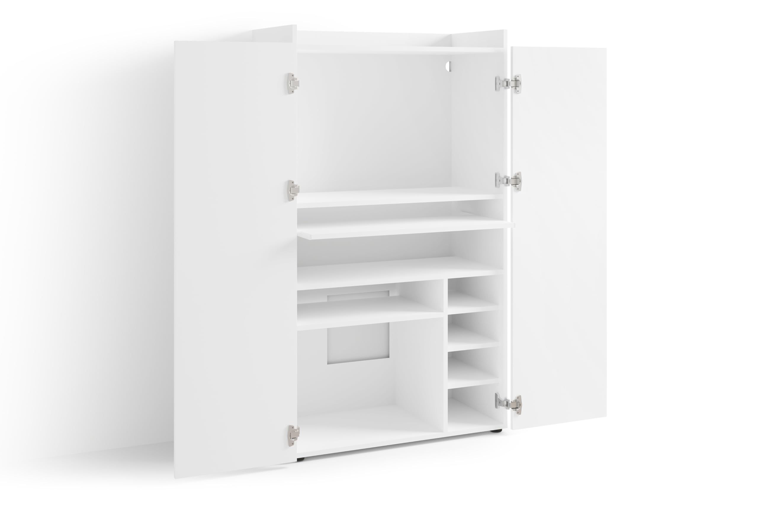 byLIVING Sekretär Janne, Grifflos, Sekretär Mattweiß, B 80, H 141, T 40 cm | Office-Schrank mit 2 Türen, platzsparend