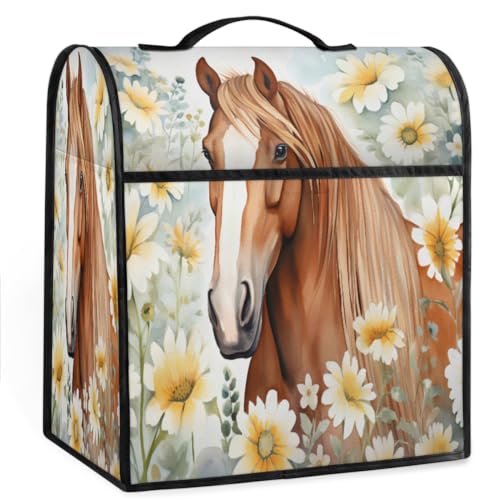 Coffee Maker Cover Daisy Flower Horse Kitchen Appliance Covers Small Appliance Covers Blender Cover Juicer Cover Dust Covers for Kitchen Appliances with Top Handle and Pockets,Washable,C953
