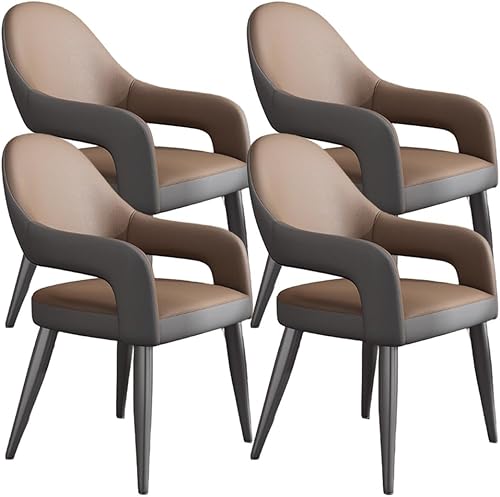 Miniatura 19 de YVYKFZD Leather Dining Chairs, Leisure Kitchen Chairs Set, Upholstered Dining Room Chairs with Backrest, Lounge Armchair Comfy Side Chair, for