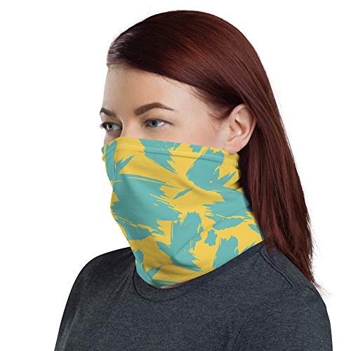 Abstract Brush Art Design Blue Yellow Neck Gaiter2