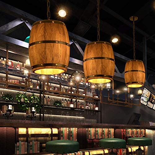 Lámpara de barril de madera de lujo retro para iluminación de restaurante 3